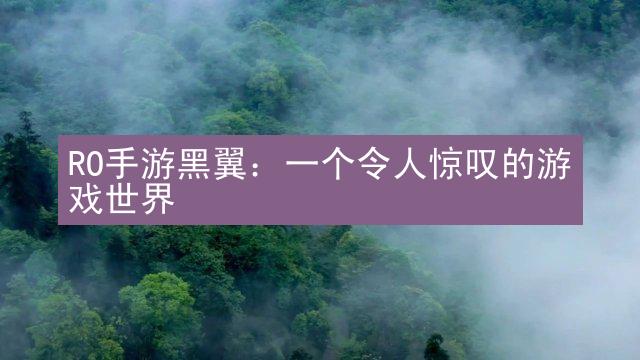 RO手游黑翼：一个令人惊叹的游戏世界