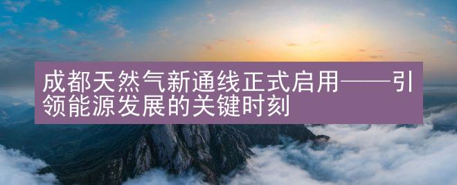 成都天然气新通线正式启用——引领能源发展的关键时刻